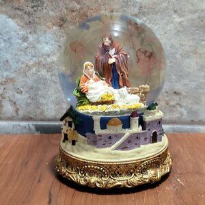 Manger Scene Water Globe Music Box Plays Joy To The World